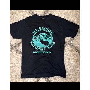 Vtg Mt Rainier National Park Washington Elk Graphic Black Sherrys Best T-Shirt M